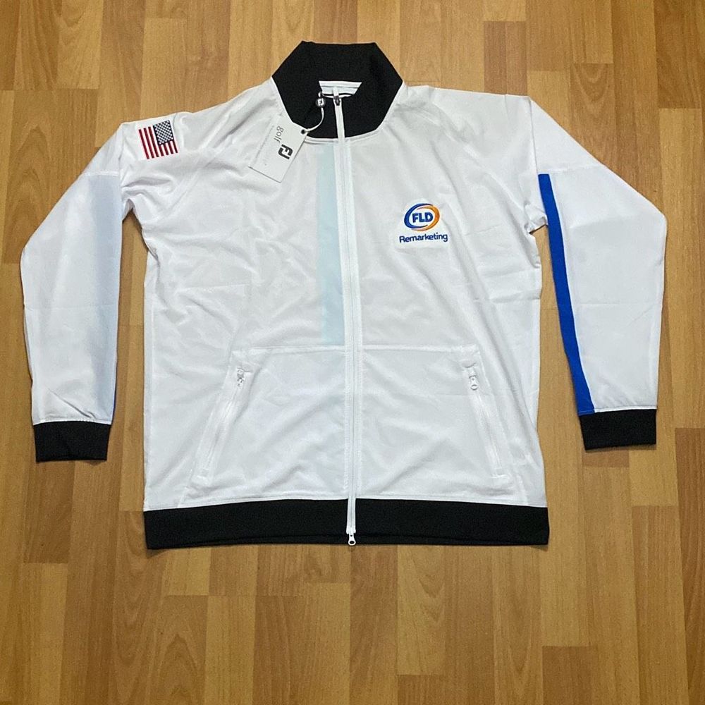 Footjoy White Lightweight Golf Windshirt Track Jacket Full Zip Women Large NWT